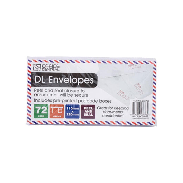 ENVELOPE DL 110 X 220MM - 72PK - $2.99 CTN 6