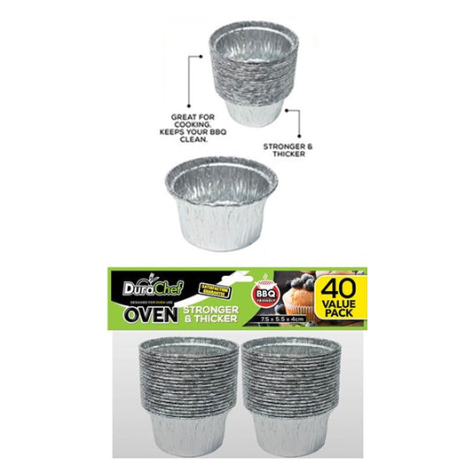 Foil Baking Cups 7.5x5.5x4cm 40PK - $2.10 EA / CTN QTY: 24