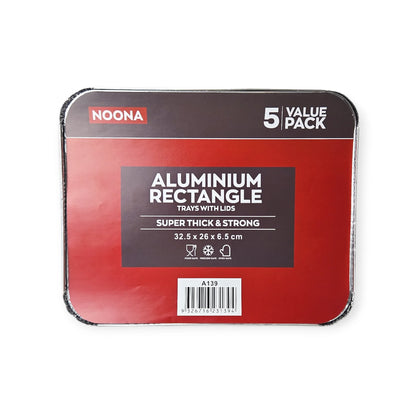Foil Trays With Lids 32x26x6cm 5PK - $5.00 EA / CTN QTY: 12