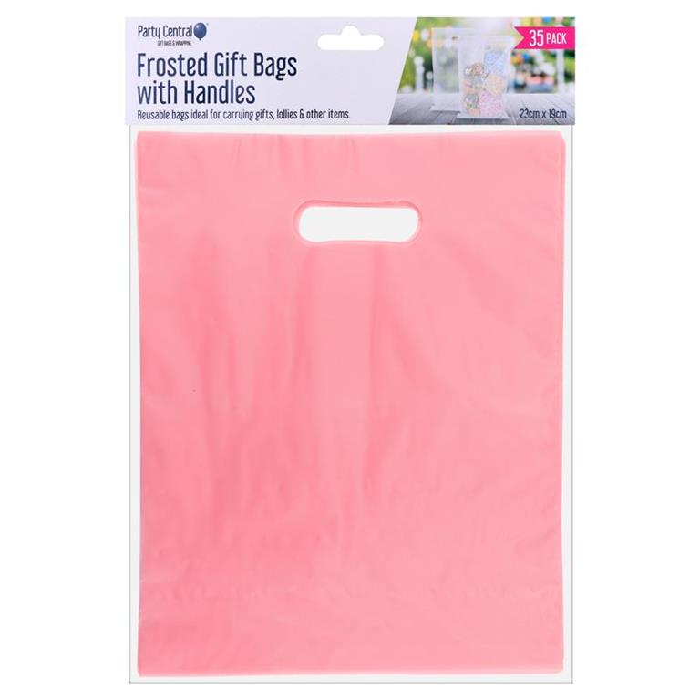 Frosted Gift Bags with Handle 23cm x 19cm 35pk - $1.20 EA / CTN QTY: 12