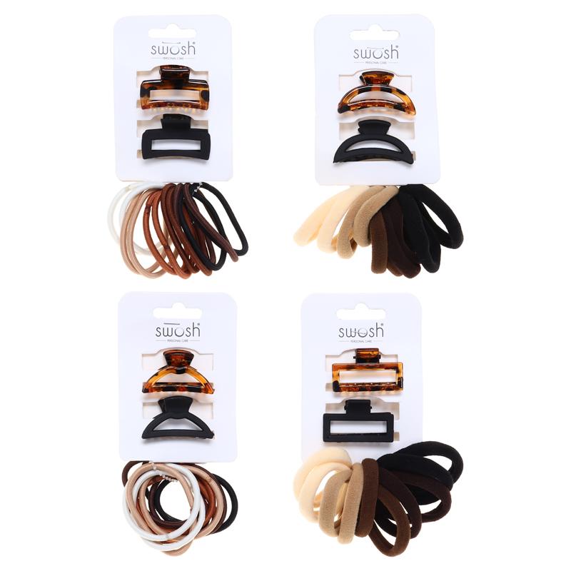 Hair Clip Set Incl 2 Clips & 10 Hair Ties 14PK - $1.20 EA / CTN QTY: 12