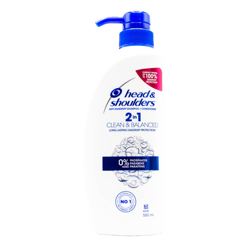 Head & Shoulders 2 In 1 Shampoo and Conditioner Anti Dandruff 550ml - $5.75 EA / CTN QTY: 6