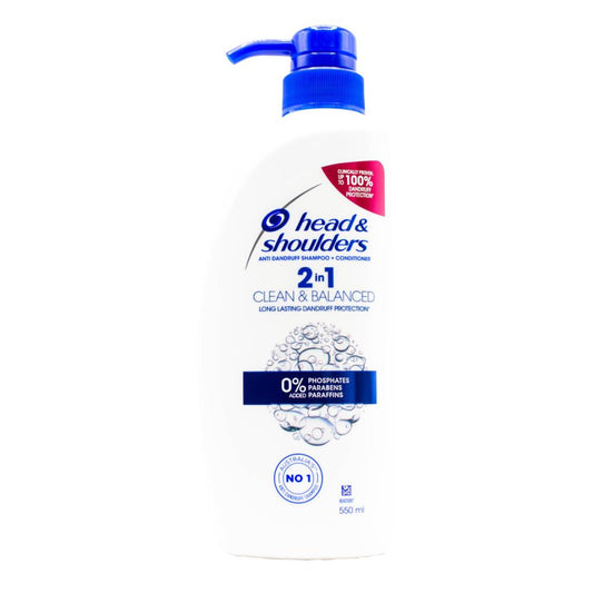 Head & Shoulders 2 In 1 Shampoo and Conditioner Anti Dandruff 550ml - $5.75 EA / CTN QTY: 6