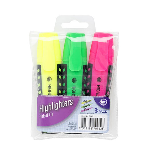 Highlighter Fluro 3pk - $1.50 EA / CTN QTY: 12