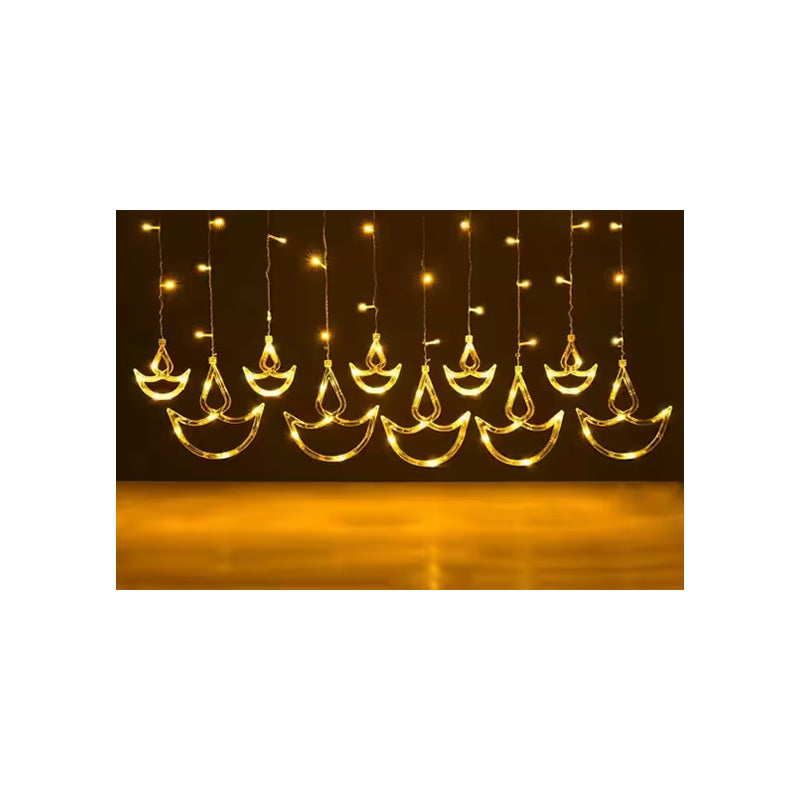 LED Diya Curtain String Lights Warm White - $10.99 EA / CTN QTY: 6