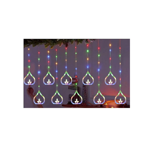 LED Diya Curtain String Lights 10  Drops - $10.99 EA / CTN QTY: 6