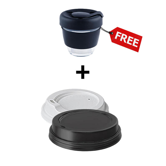 6oz/8oz Coffee Lids 1000PCS + 1 FREE TRAVEL MUG w/ EACH BOX