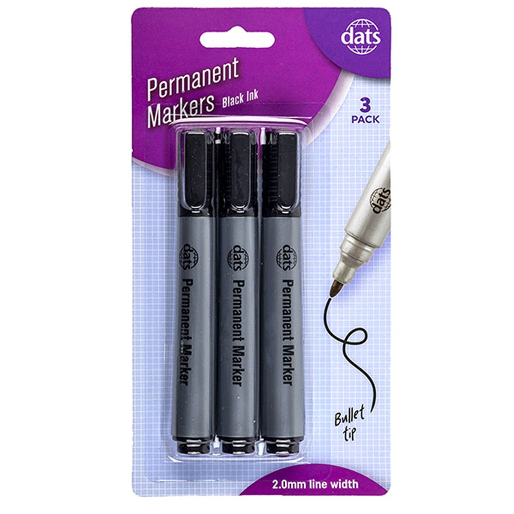 MARKER PERMANENT 3PK BLACK INK - $1.50 CTN