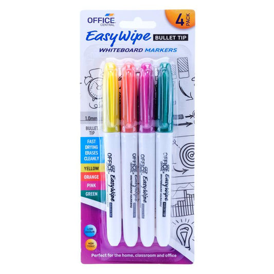 MARKERS WHITEBOARD FINE TIP (COLOURED) 4PK - $1.20 CTN 6