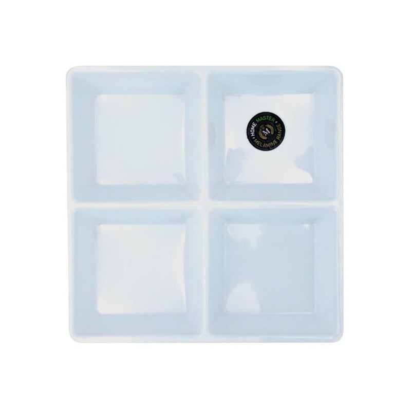 Gift Platter Tray with 4 Sec Div Square 21cm White - $1.99 EA / CTN QTY: 12