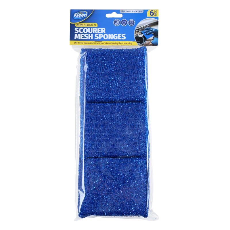Mesh Sponge Scourer Blue 6PK - $1.65 EA / CTN QTY: 12