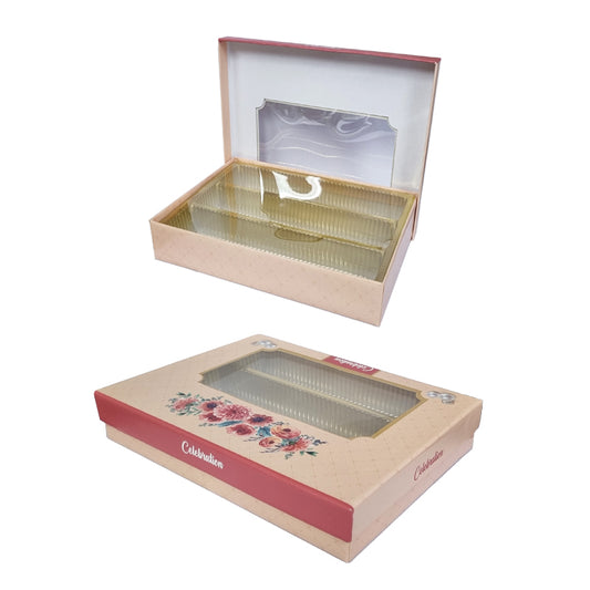 Hard Cardboard Mithai Boxes (Ready to use) w/ Tray inside 500gr - $1.99 EA / CTN QTY: 90