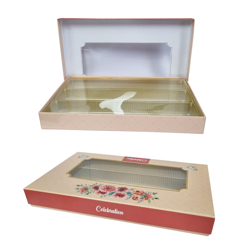 Hard Cardboard Mithai Boxes (Ready to use) w/ Tray inside 1kg - $2.25 EA / CTN QTY: 52