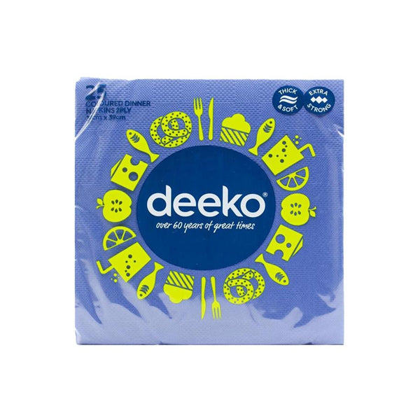 Deeko Blue Napkin 39cmx39cm 25Pk - $0.99 EA / CTN QTY: 24