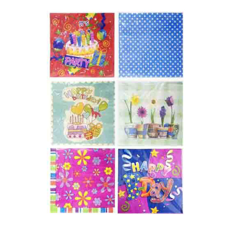 Coloured Napkin with celebration design 20PK - $1.50 EA / CTN QTY: 24