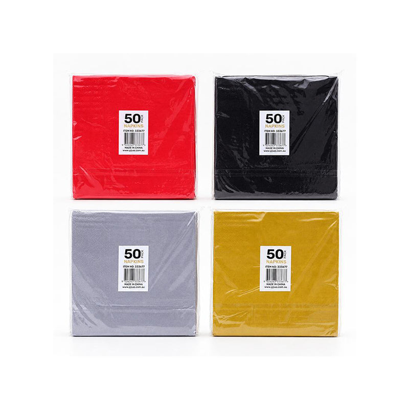 Napkins 2ply 33cm x 33cm 50PK ASSTD COL - $2.30 EA / CTN QTY: 12