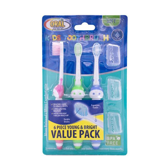 Oral Fusion Kids Tooth Brush w/ Covers 3PK - $2.50 EA / CTN QTY: 12