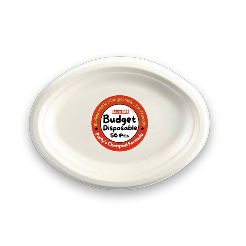 BUDGET DISPOSABLE MEDIUM OVAL PLATE (50PCS ) - $4.99 CTN 10