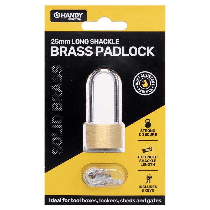 Padlock Long Shackle 25mm Includes 3 Keys - $2.25 EA / CTN QTY: 12