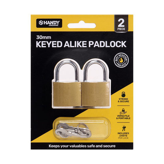 Padlock 30mm INCL 2 Keys Per Lock 2PK - $2.40 EA / CTN QTY: 12