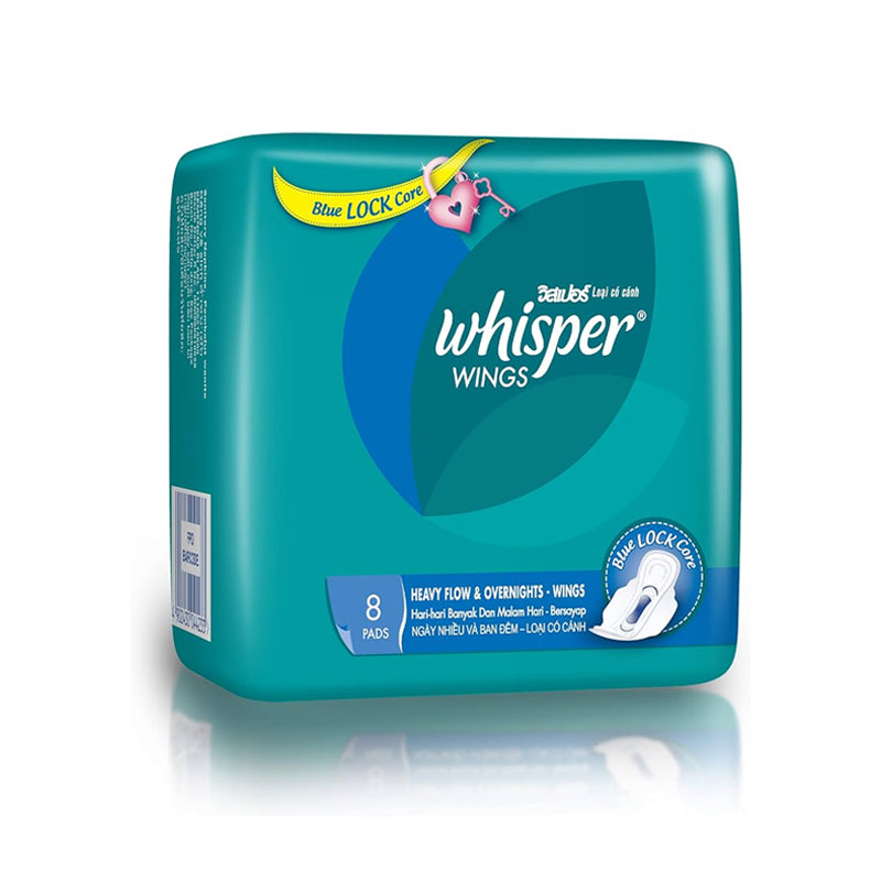 Whisper Heavy Flow & Overnight Pads Wings 8PK - $2.99 EA / CTN QTY: 24