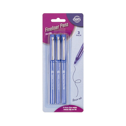 Pen Fineliner Metal Clip Blue 3PK - $1.60 EA / CTN QTY: 12