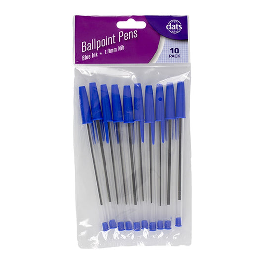 Pen Ballpoint Blue Ink 10pk - $1.20 EA / CTN QTY: 12