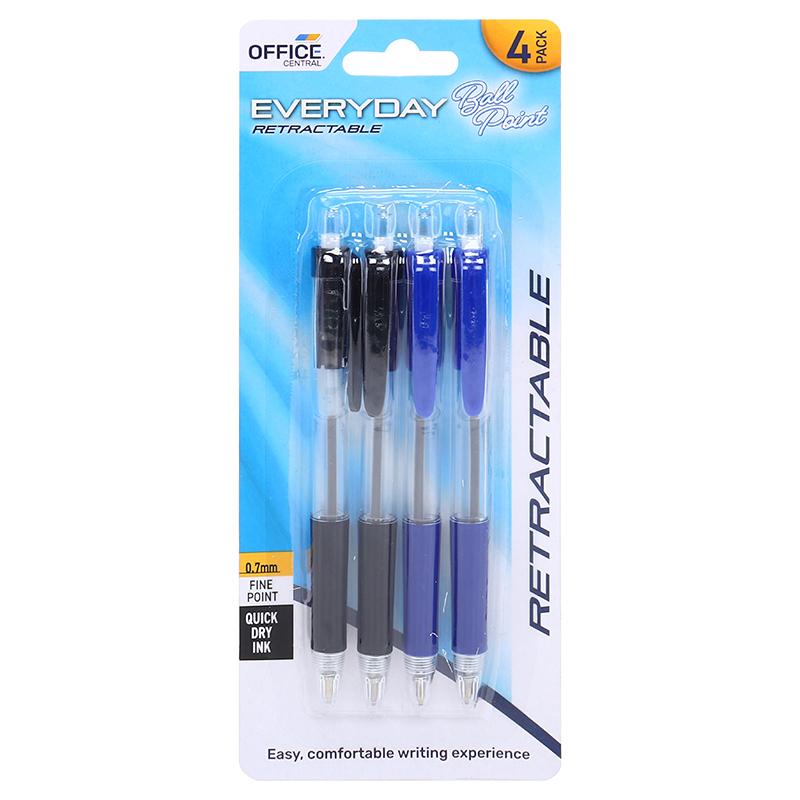 Pen Retractable Ball Point 4PK - $1.50 EA / CTN QTY: 12