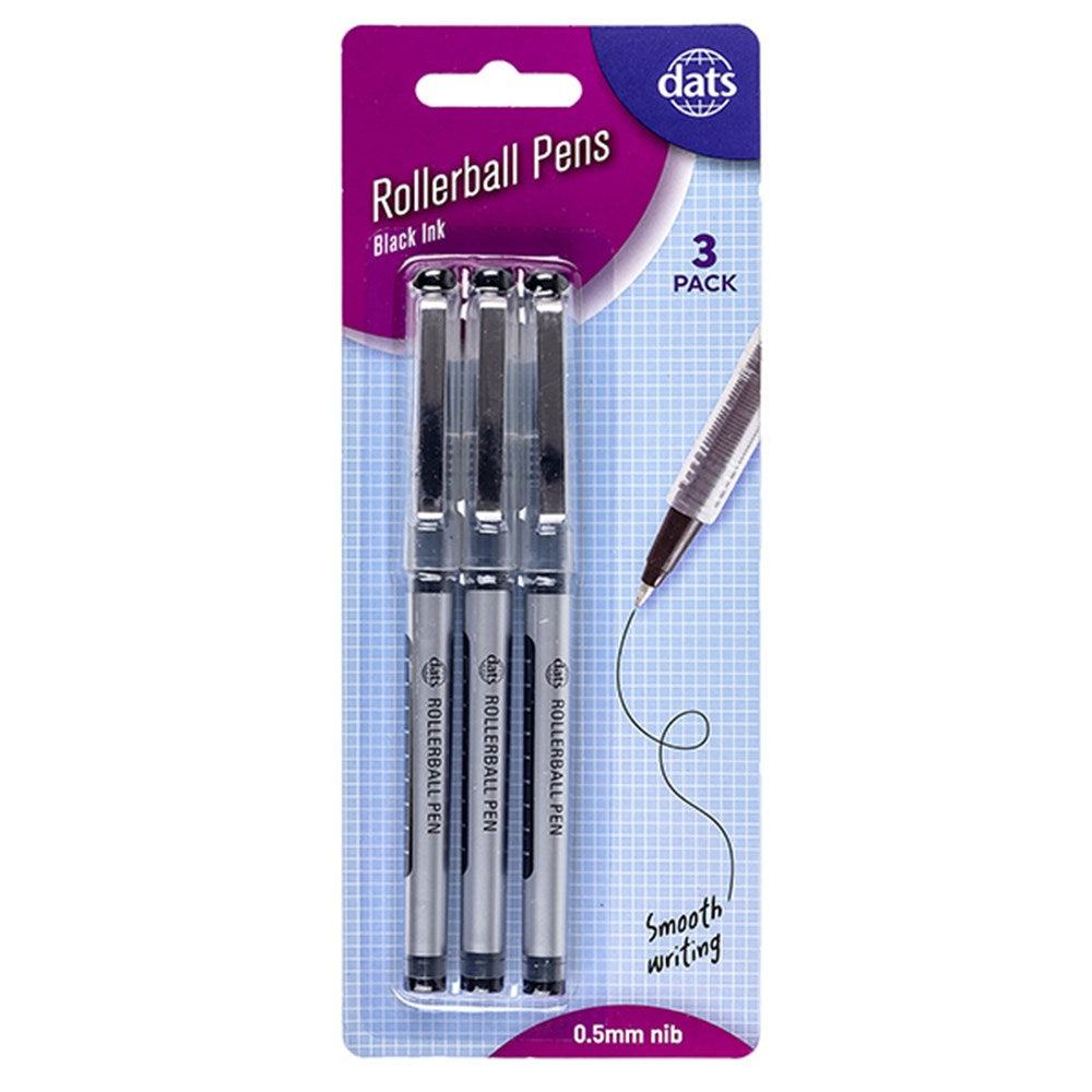 Pen Rollerball 3pk Black - $1.50 EA / CTN QTY: 12