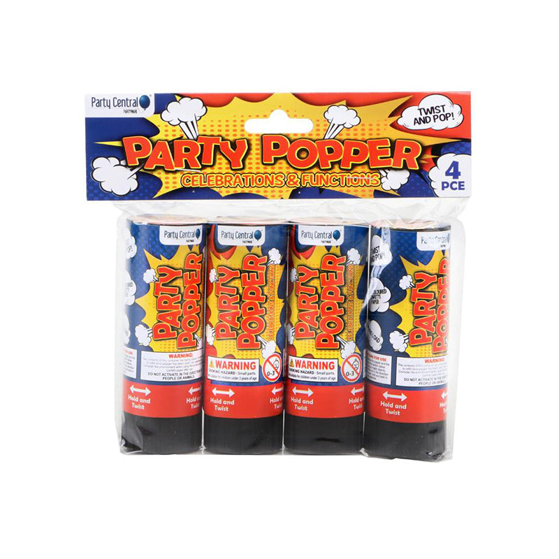 Party Popper 11CM 4PK - $2.25 EA / CTN QTY: 12