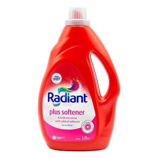 RADIANT 1.8L LAUNDRY LIQUID PLUS SOFTENER FRONT AND TOP LOADER SPRING BLOOM - $6.99 CTN 4