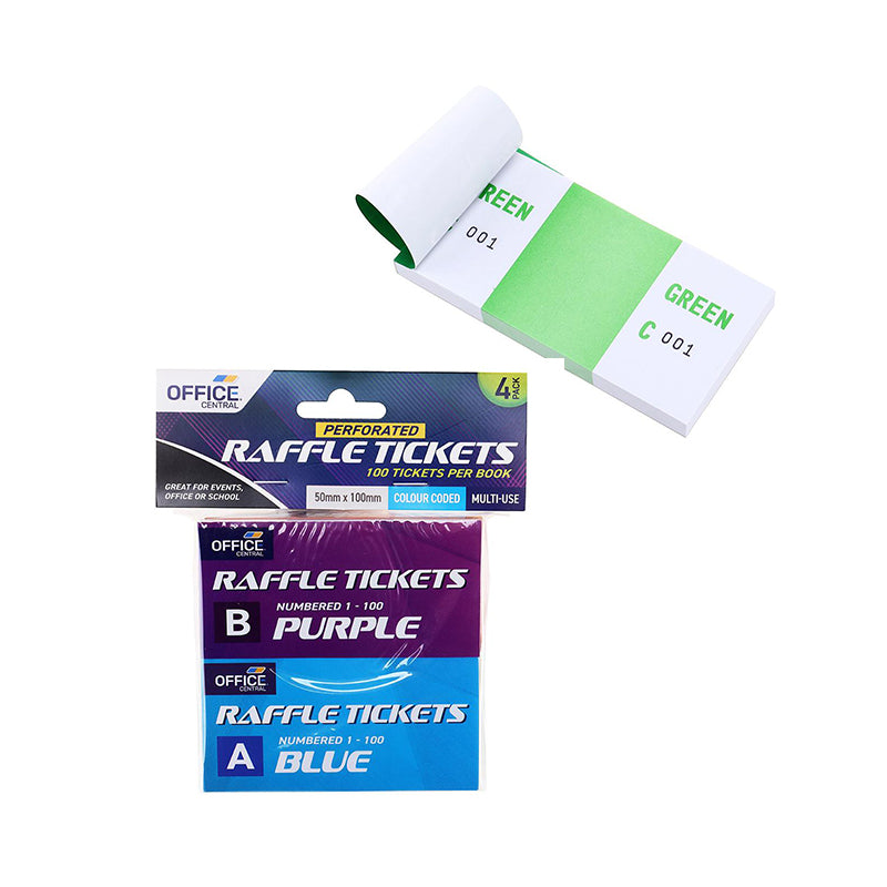 Raffle Tickets 100 Tickets Per Book 4pk - $1.75 EA / CTN QTY: 12