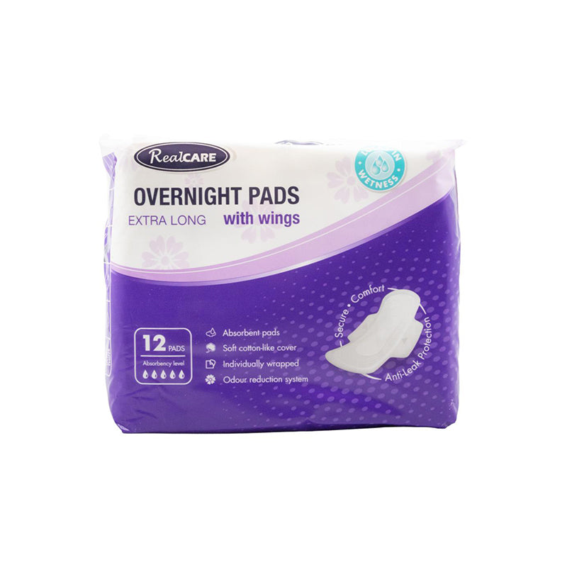 Real Care Overnight Pads Extra Long 12pk - $2.41 EA / CTN QTY: 16