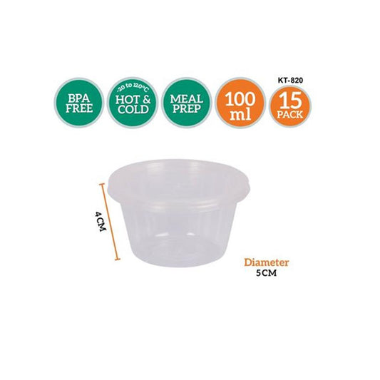 ROUND DISP SAUCE CONTAINER 100ML - 15PCE - $1.50 CTN 36