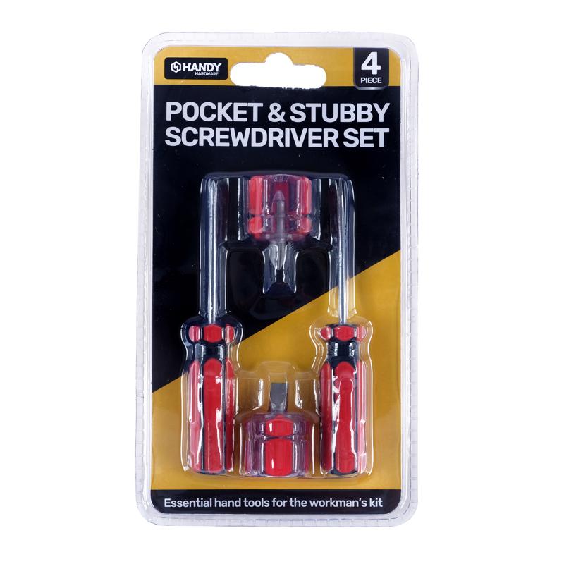 Screwdriver Set Pocket & Stubby Size 4pc - $1.90 EA / CTN QTY: 12