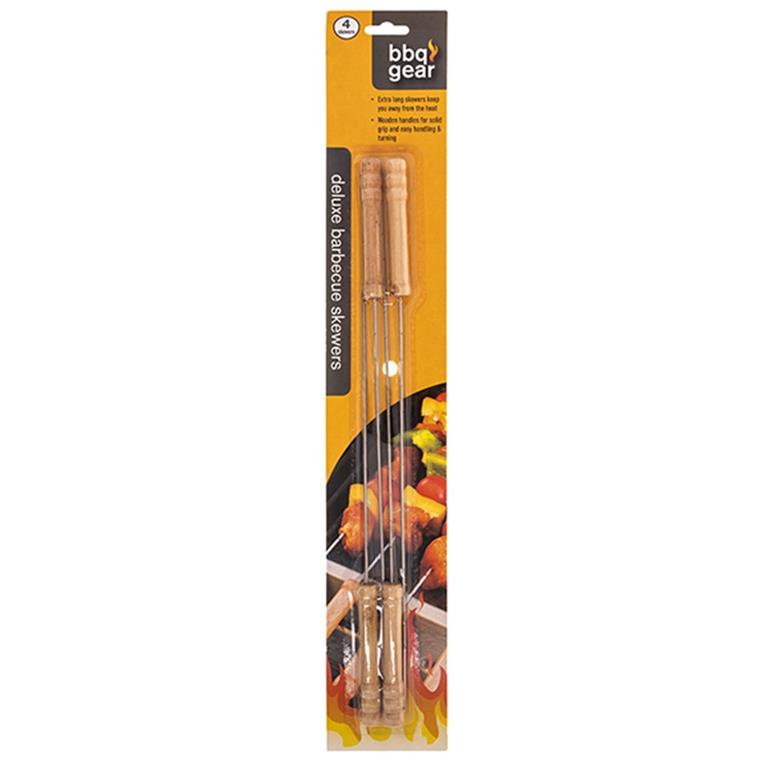 BBQ Skewer w Wooden Handle 4Pk 38.5cm - $1.75 EA / CTN QTY: 12