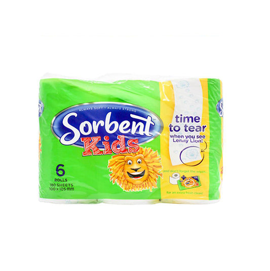 Sorbent Toilet Paper Kids 100x105mm 6PK - $2.85 EA / CTN QTY: 8