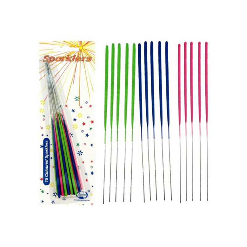 Sparklers 17cm Coloured 15PK - $1.48 EA / CTN QTY: 72