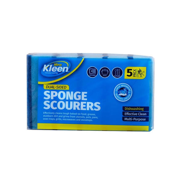 SPONGE WITH TOP SCOURER 5PK - 10.5CM X 7CM X 3.5CM - $1.65 CTN 6