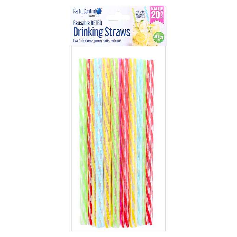 Straws Reusable Stripe 20PK - $1.50 EA / CTN QTY: 12