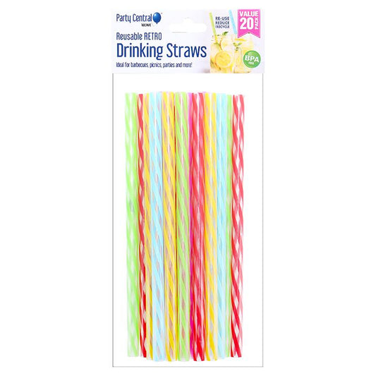 Straws Reusable Stripe 20PK - $1.50 EA / CTN QTY: 12