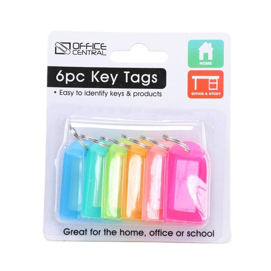 KEY TAGS COLOUR 4.7CM X 2.6CM 6PC - $1.35 CTN 6