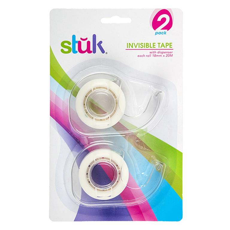 TAPE INVISIBLE W DISPENSER 18MM X 20M 2PK  - $1.25 CTN 6