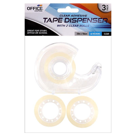 Tape Dispenser W/2 Extra Rolls (20m X 18mm) - $1.50 EA / CTN QTY: 12