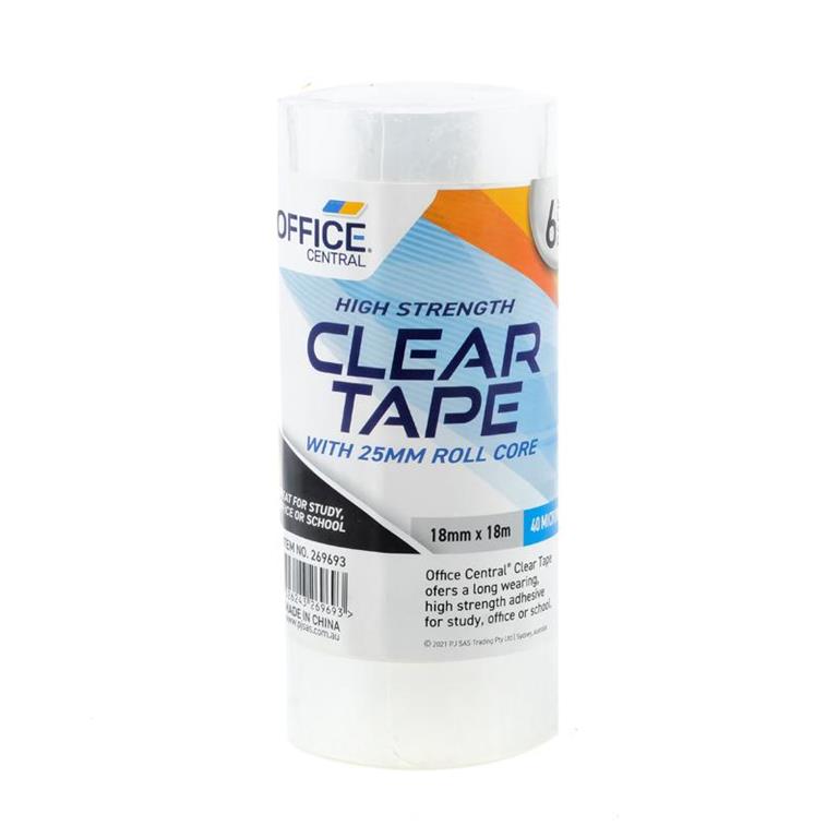 TAPE STATIONERY 18MM X18M 6PK - $1.20 CTN 6