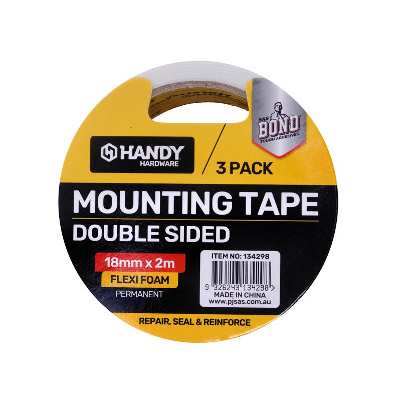 TAPE DOUBLE SIDED CUSHIONED 2M X 18MM 3PK - $1.50 CTN 6