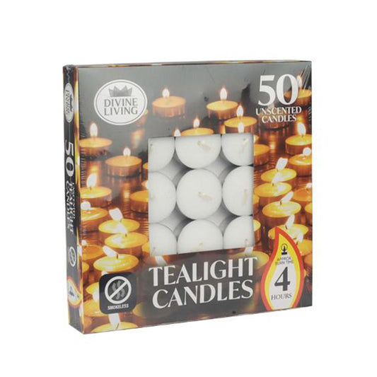 Candle Unscented Tealight White 50PK - $4.50 EA / CTN QTY: 24