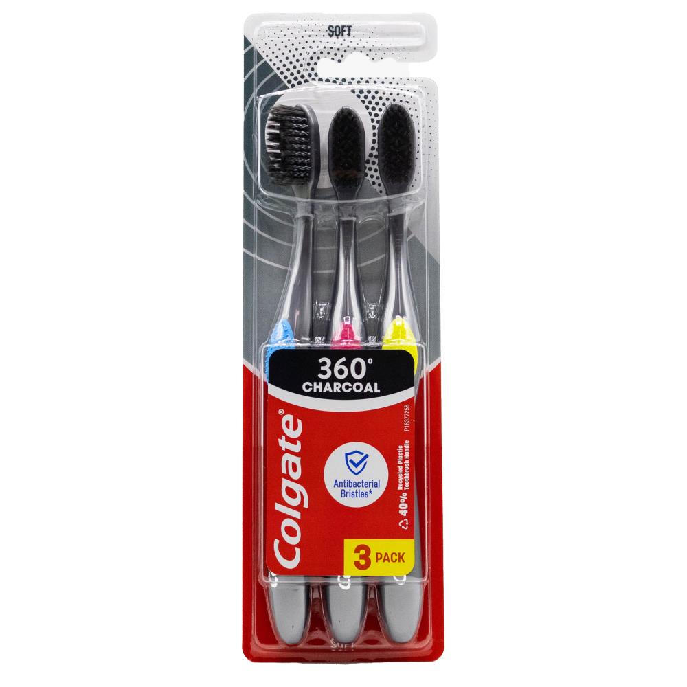 Colgate Toothbrush 360 Charcoal 3pk - $3.99 EA / CTN QTY: 12