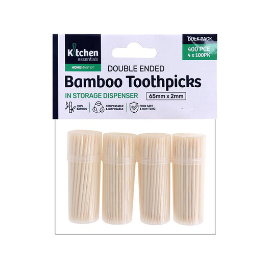 White Bamboo Toothpicks w/ Dispensing Case 4PK - $1.50 EA / CTN QTY: 6