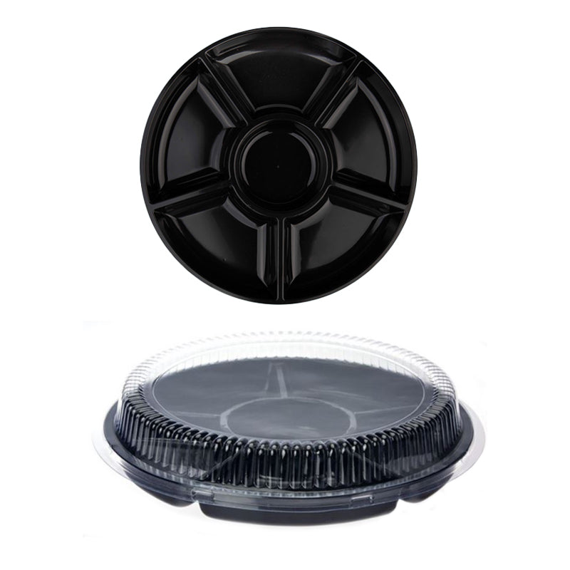 Tray 6 comp plastic 26cm w/ Lid - $2.15 EA / CTN QTY: 10